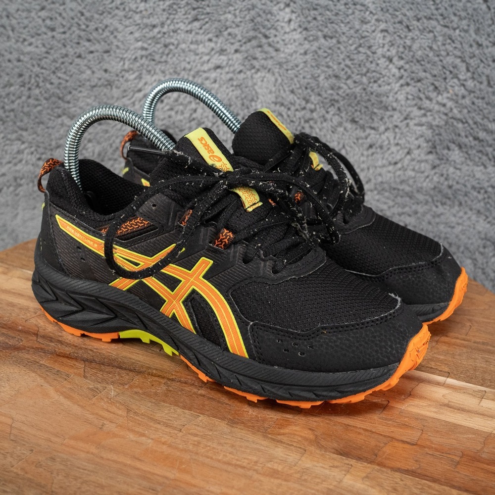Asics Shoes Youth 4 Black Gel Venture 9 Running Sneakers Mesh Lace Up 1014A276